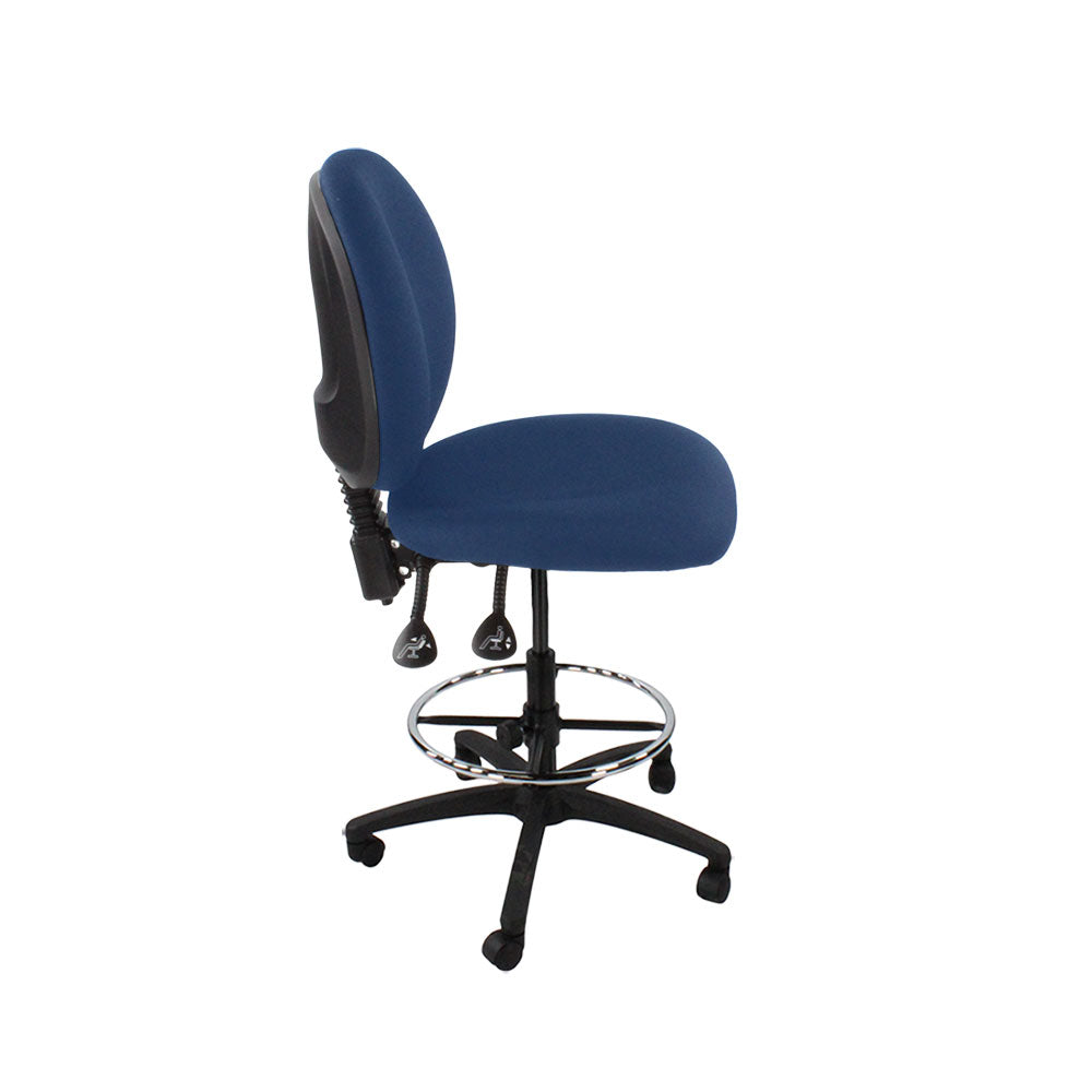 Saxe : <tc>Scoop</tc> Chaise de dessinateur sans accoudoirs en tissu bleu - Reconditionnée