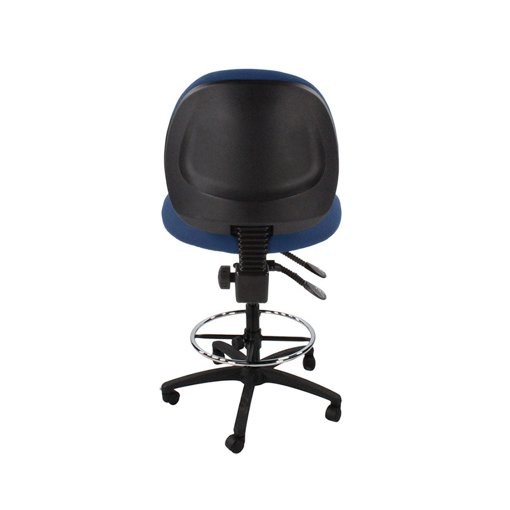 Saxe : <tc>Scoop</tc> Chaise de dessinateur sans accoudoirs en tissu bleu - Reconditionnée