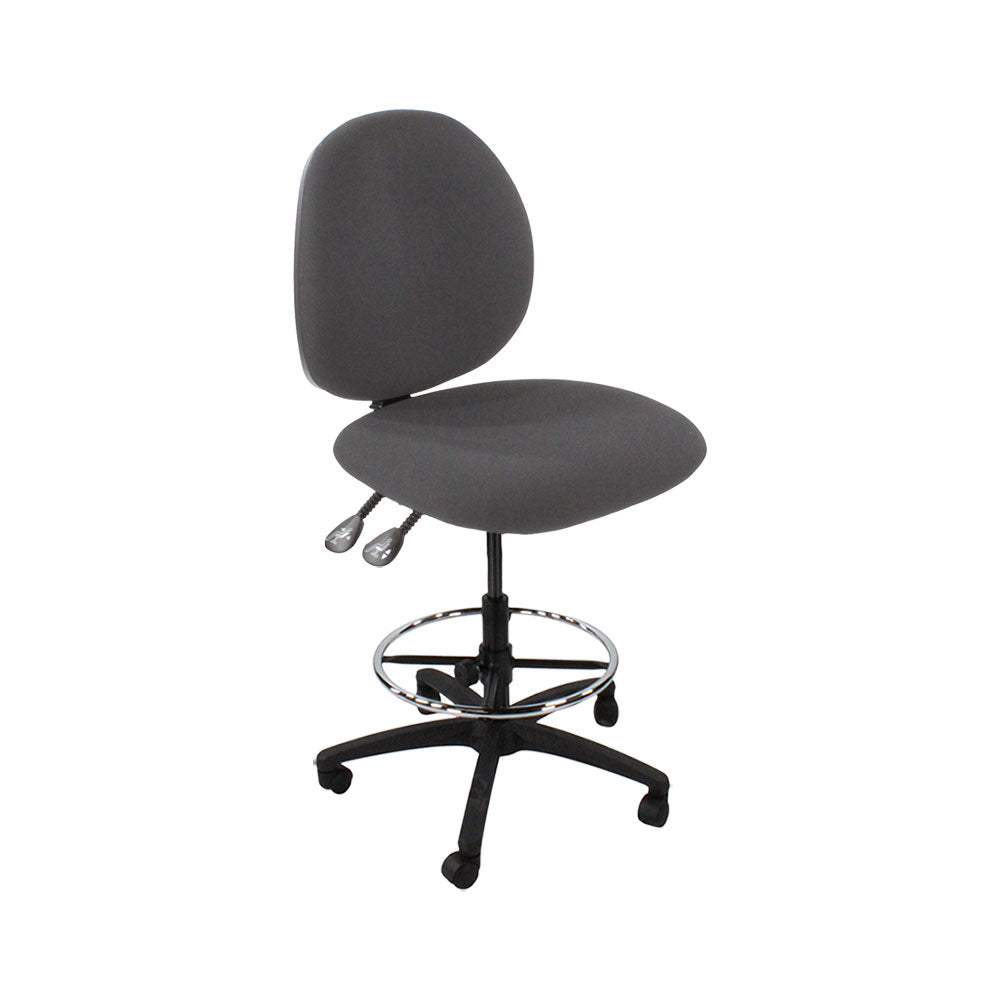 Saxe : <tc>Scoop</tc> Chaise de dessinateur sans accoudoirs en tissu gris - Reconditionnée