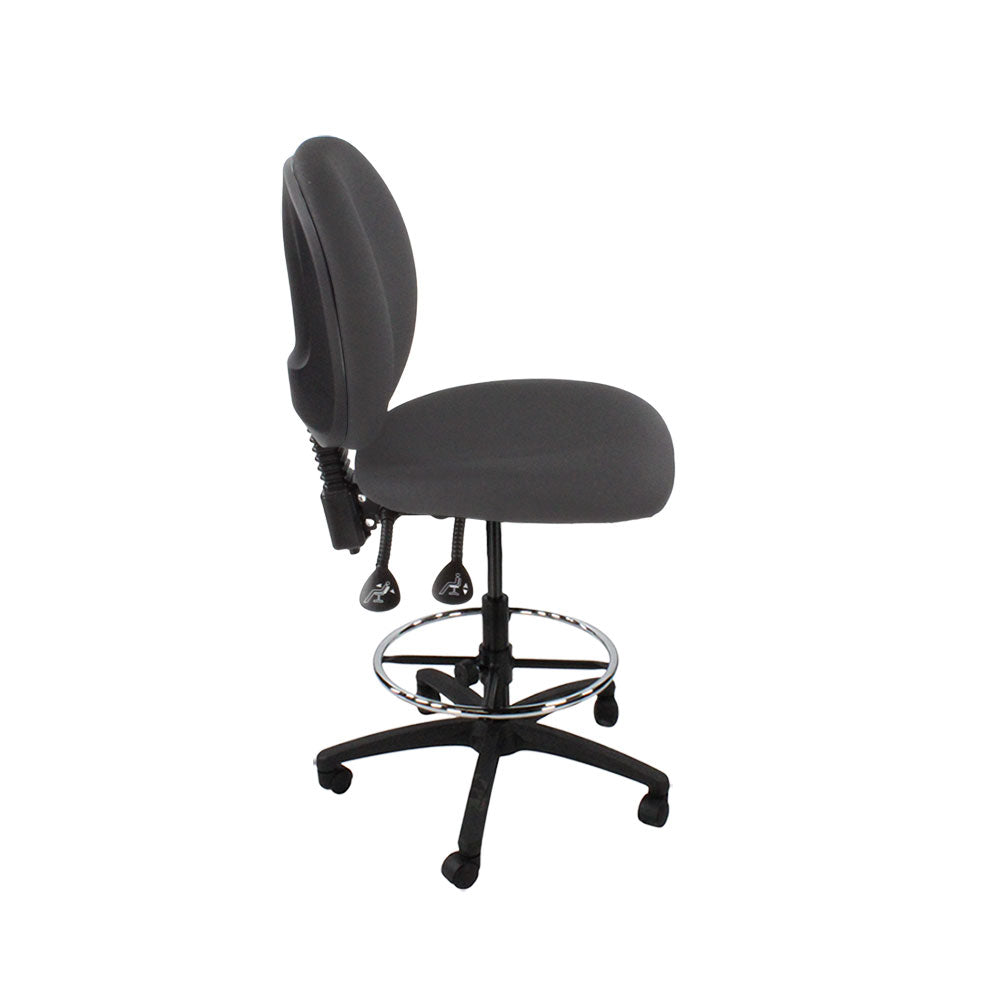 Saxe : <tc>Scoop</tc> Chaise de dessinateur sans accoudoirs en tissu gris - Reconditionnée
