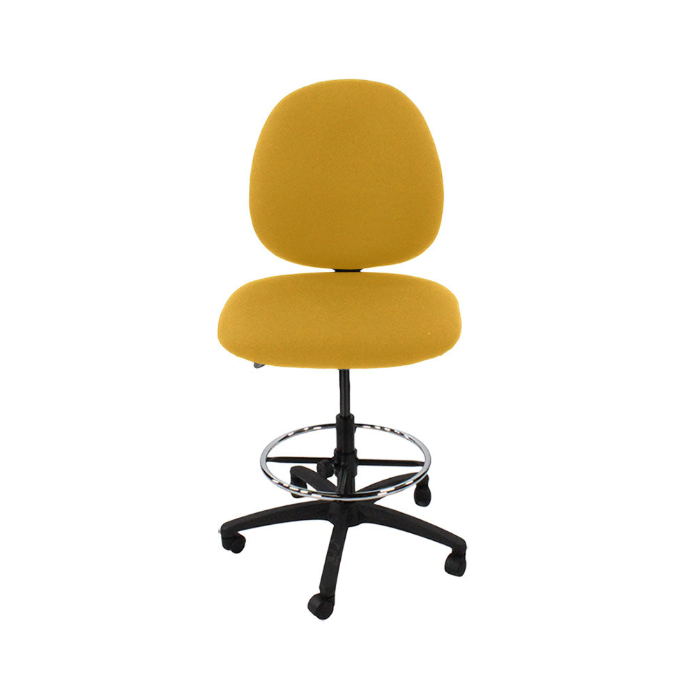 Saxe : <tc>Scoop</tc> Chaise de dessinateur sans accoudoirs en tissu jaune - Reconditionnée