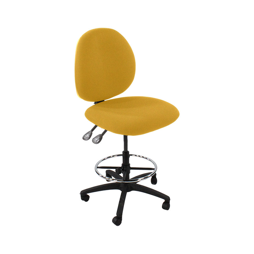 Saxe : <tc>Scoop</tc> Chaise de dessinateur sans accoudoirs en tissu jaune - Reconditionnée
