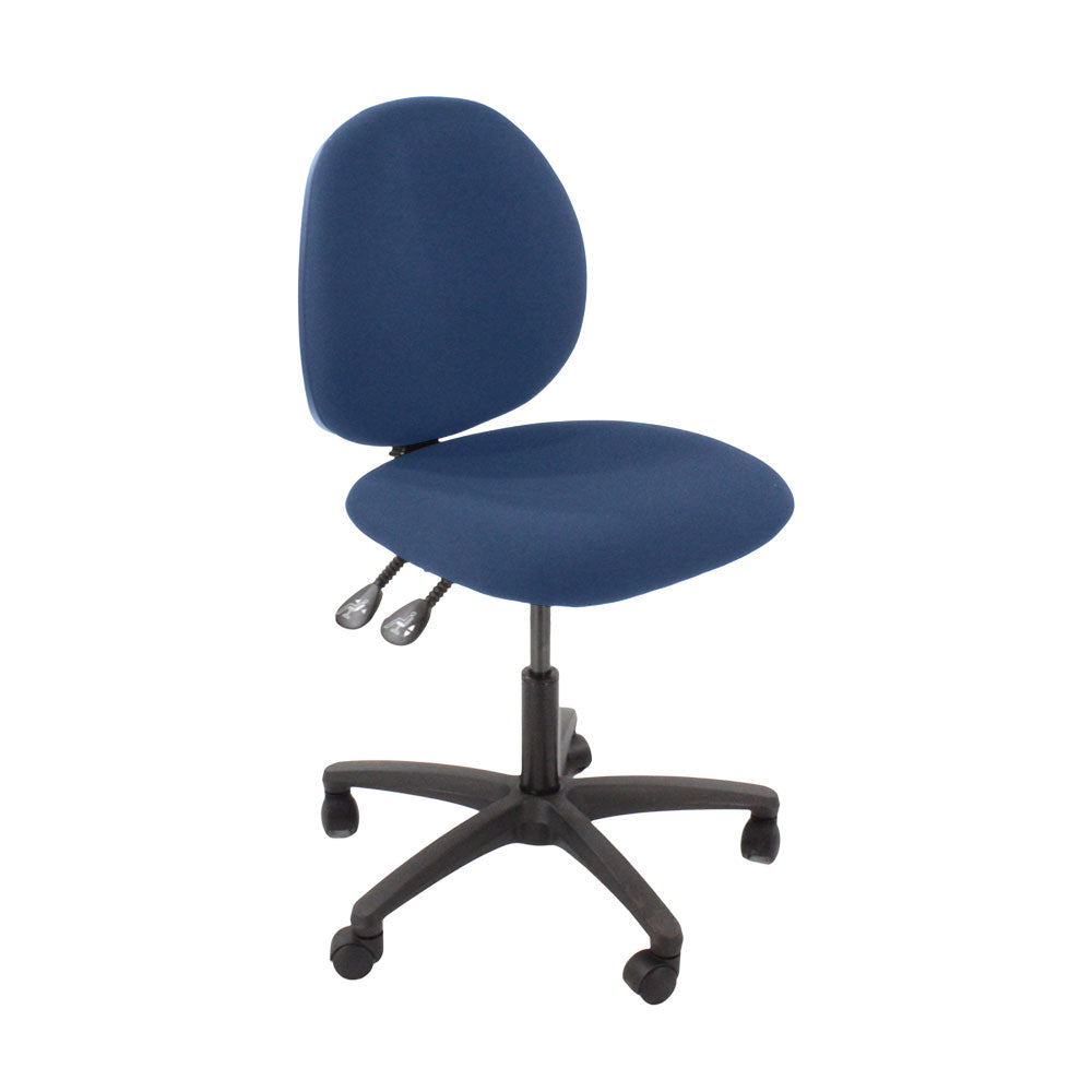 Saxe : <tc>Scoop</tc> Chaise d'opérateur en tissu bleu sans accoudoirs - Reconditionnée