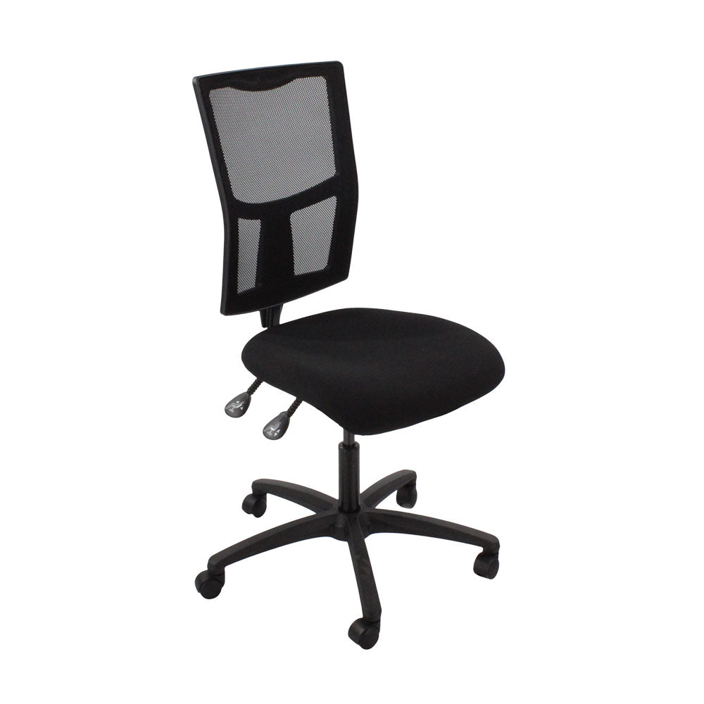 SAXEN: Ergo 2 Chaise de tâche sans bras en tissu noir - rénové