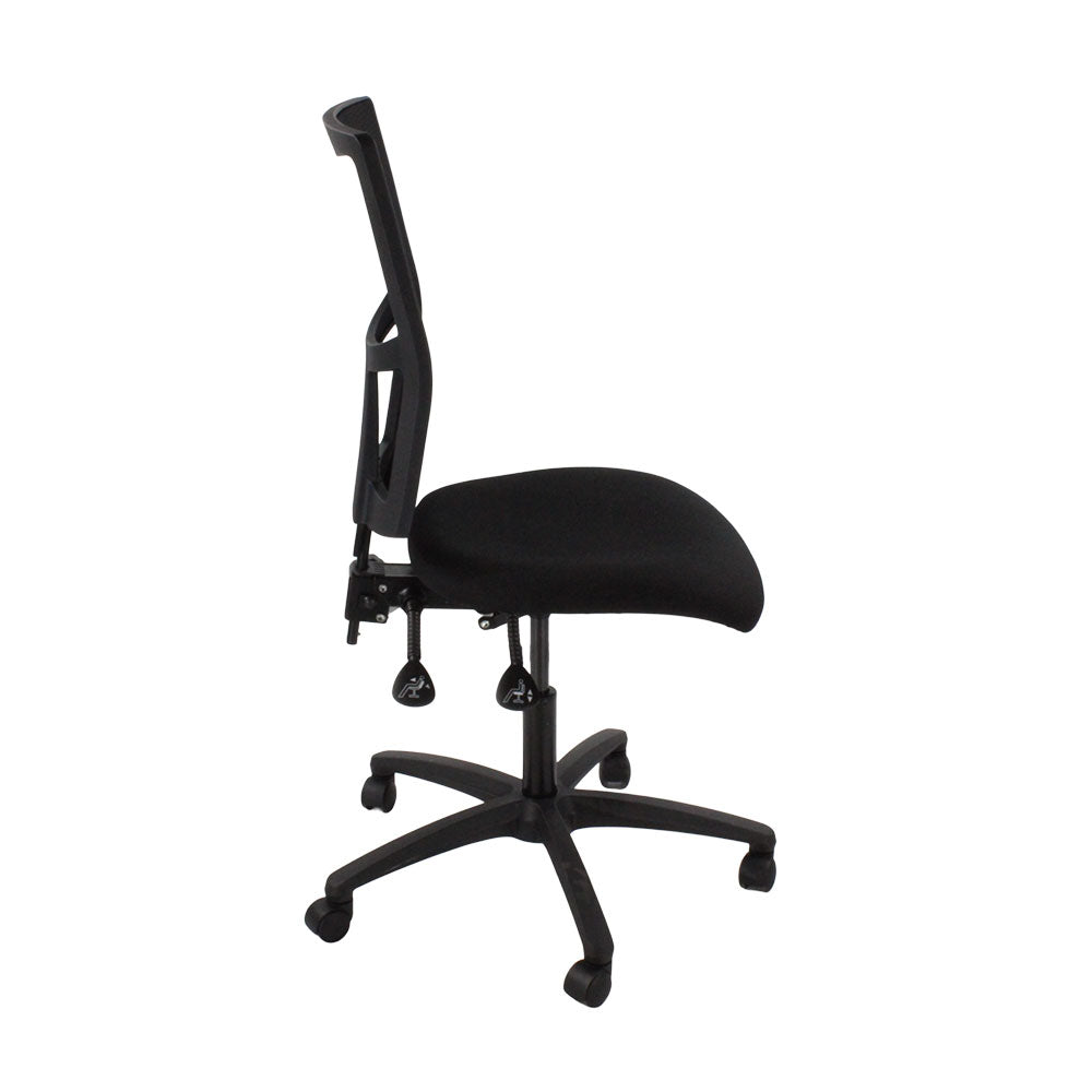 SAXEN: Ergo 2 Chaise de tâche sans bras en tissu noir - rénové
