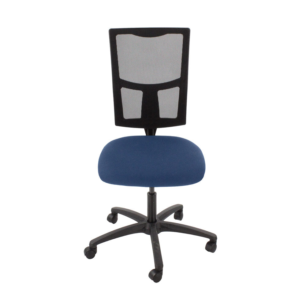 SAXEN: Ergo 2 Chaise de tâche sans bras en tissu bleu - rénové