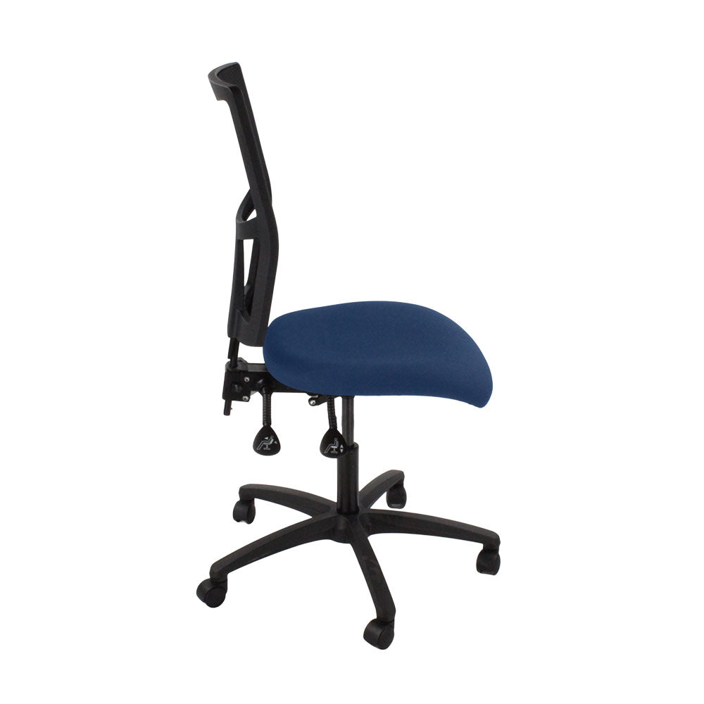 SAXEN: Ergo 2 Chaise de tâche sans bras en tissu bleu - rénové