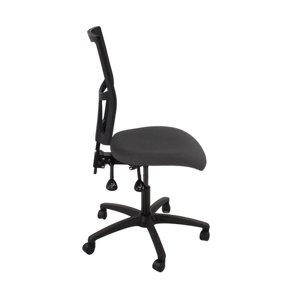 SAXEN: Ergo 2 Chaise de tâche sans bras en tissu gris - rénové