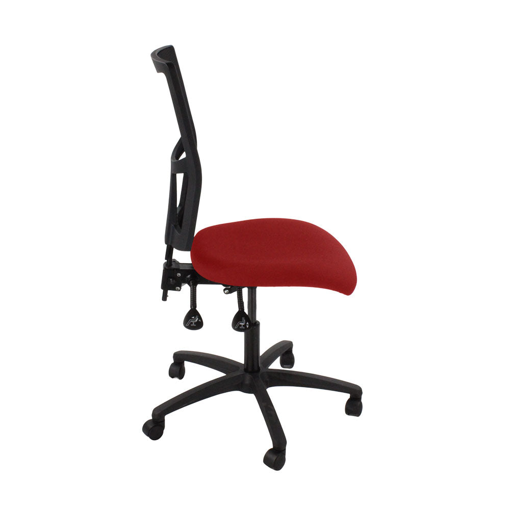 SAXEN: Ergo 2 Chaise de tâche sans bras en tissu rouge - rénové