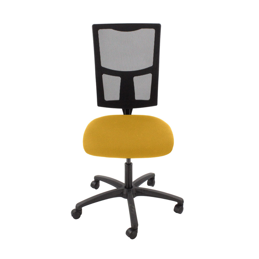 SAXEN: Ergo 2 Chaise de tâche sans bras en tissu jaune - rénové