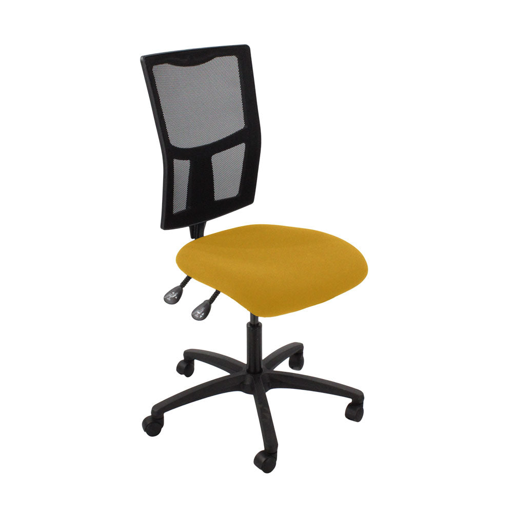 SAXEN: Ergo 2 Chaise de tâche sans bras en tissu jaune - rénové