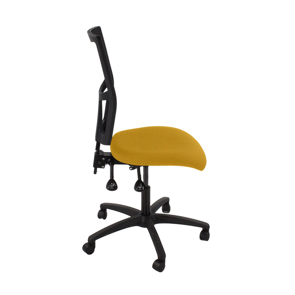 SAXEN: Ergo 2 Chaise de tâche sans bras en tissu jaune - rénové