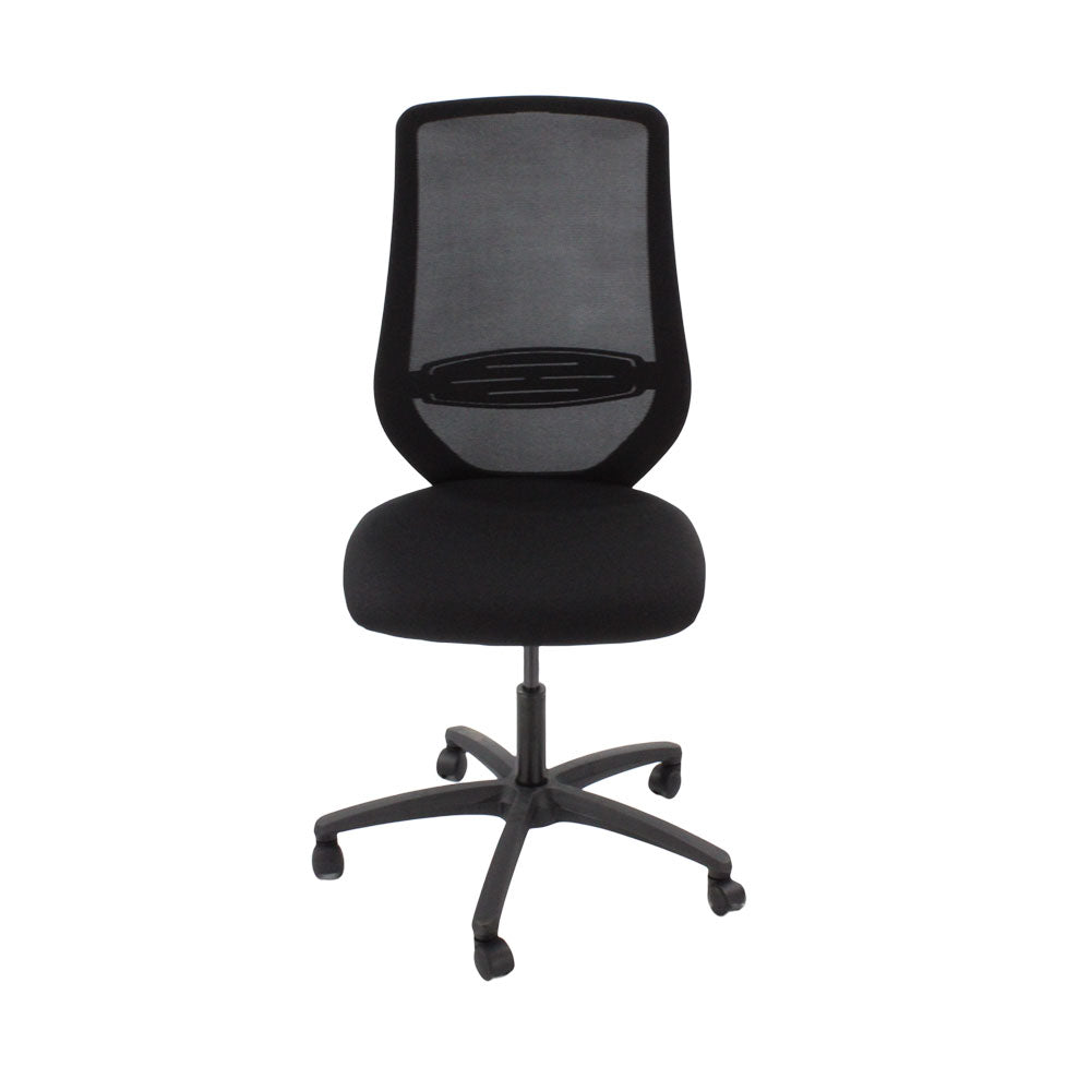 Saxe : <tc>Scudo</tc> Chaise de bureau avec assise en tissu noir sans accoudoirs - Reconditionnée