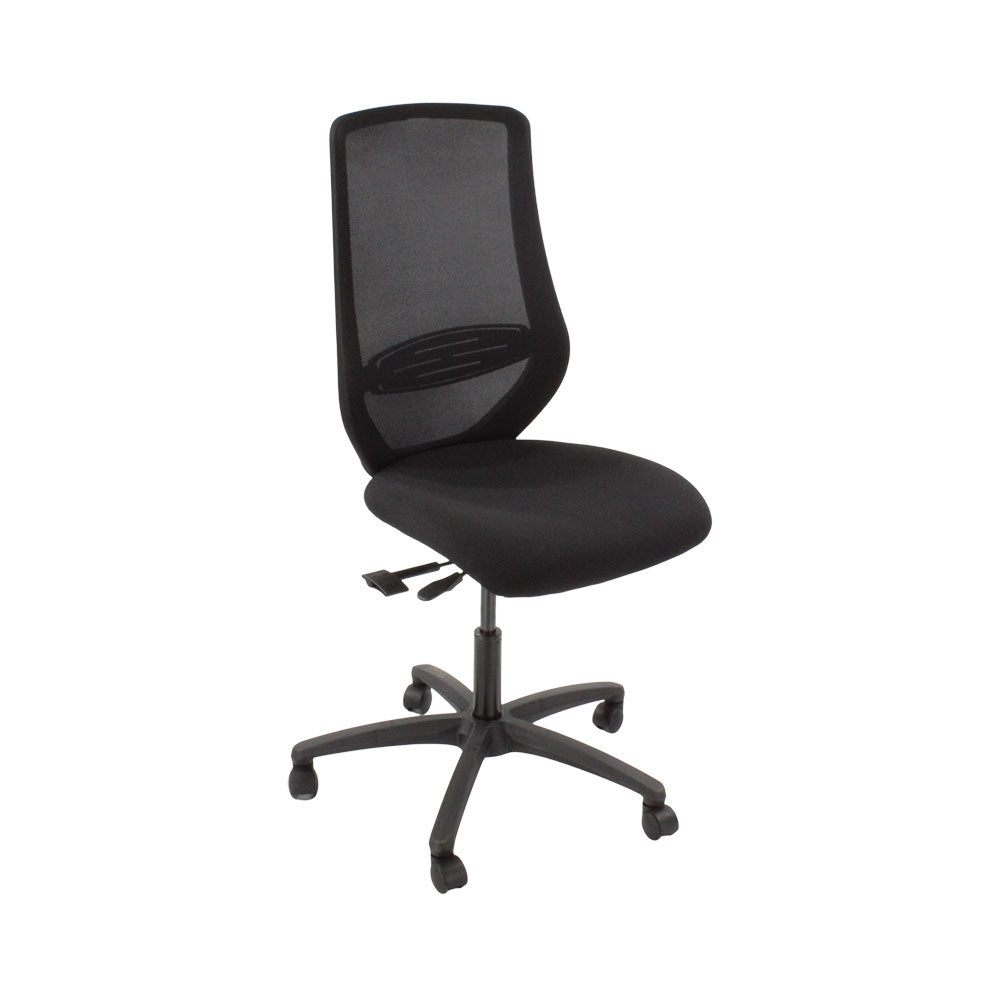 Saxe : <tc>Scudo</tc> Chaise de bureau avec assise en tissu noir sans accoudoirs - Reconditionnée