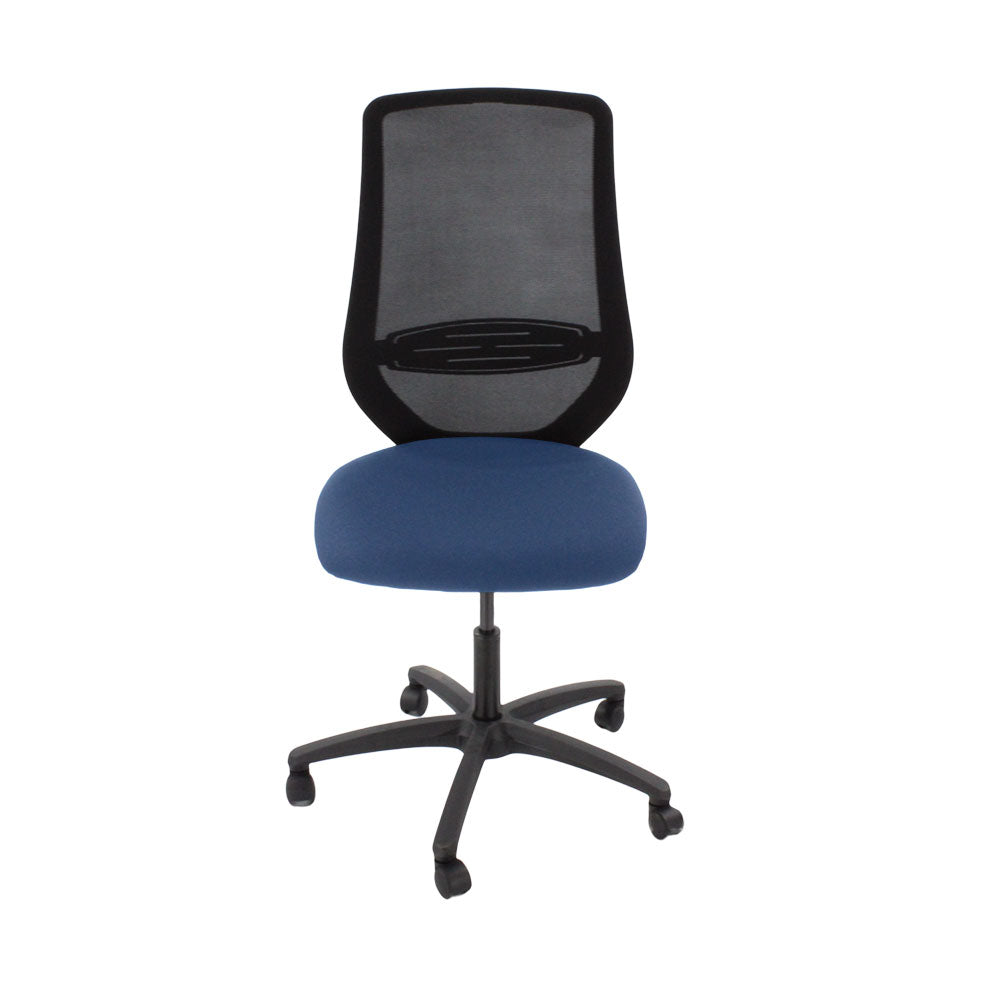 Saxe : <tc>Scudo</tc> Chaise de bureau avec assise en tissu bleu sans accoudoirs - Reconditionnée