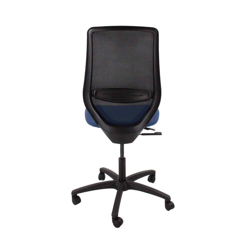 Saxe : <tc>Scudo</tc> Chaise de bureau avec assise en tissu bleu sans accoudoirs - Reconditionnée