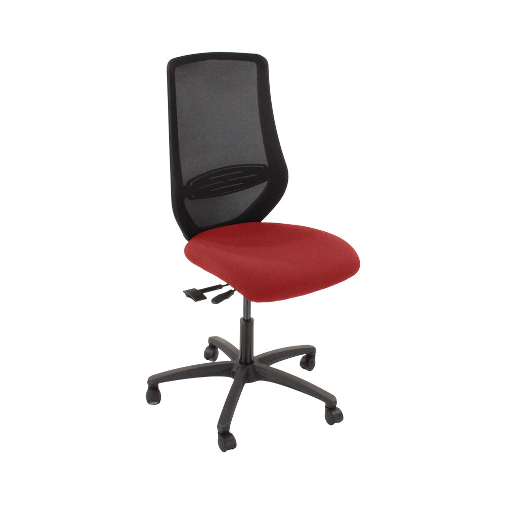 Saxe : <tc>Scudo</tc> Chaise de bureau avec assise en tissu rouge sans accoudoirs - Reconditionnée