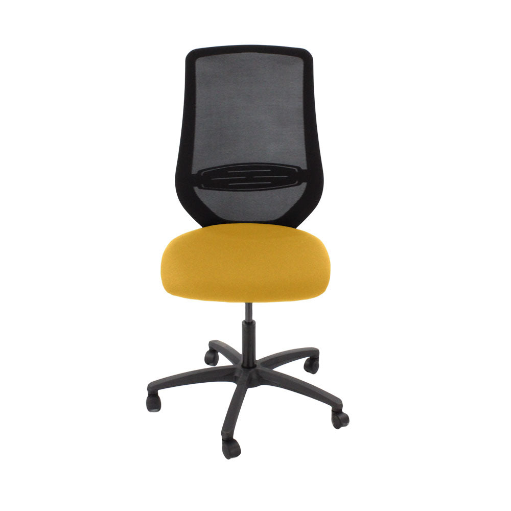 Saxe : <tc>Scudo</tc> Chaise de bureau avec assise en tissu jaune sans accoudoirs - Reconditionnée