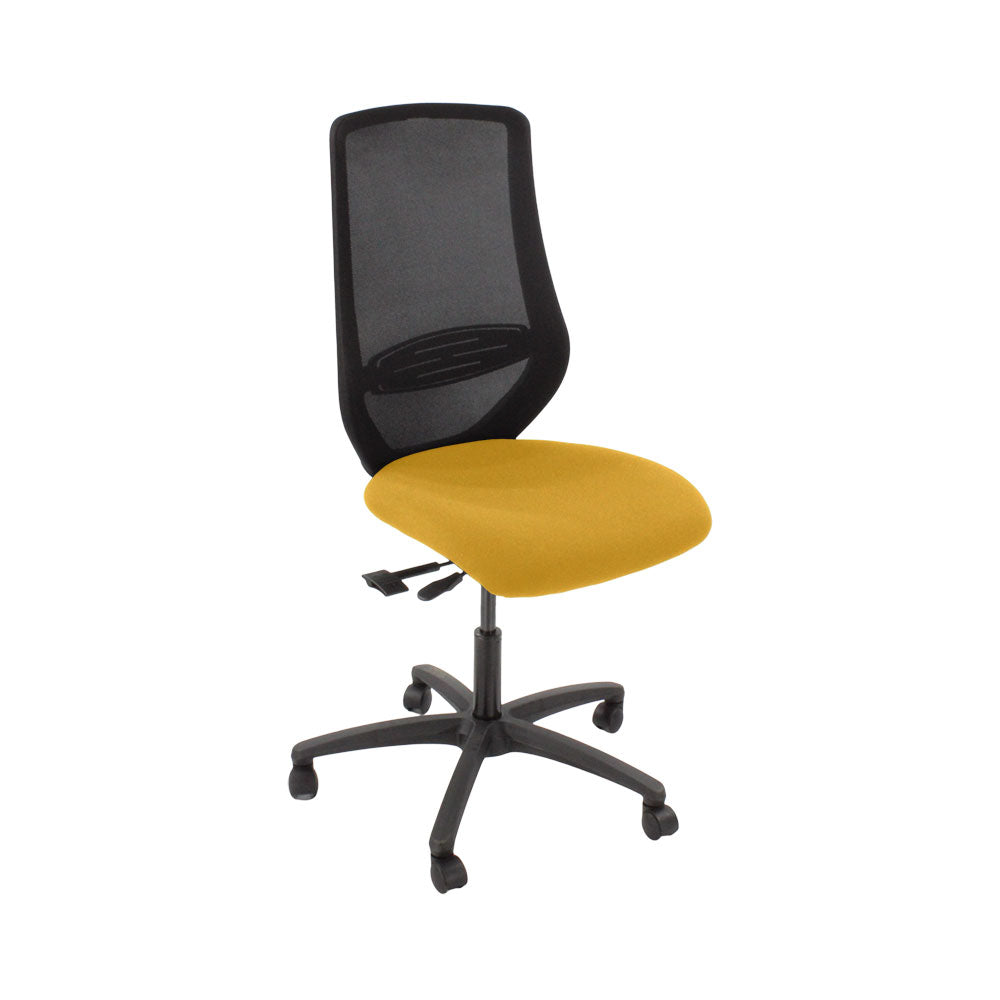 Saxe : <tc>Scudo</tc> Chaise de bureau avec assise en tissu jaune sans accoudoirs - Reconditionnée