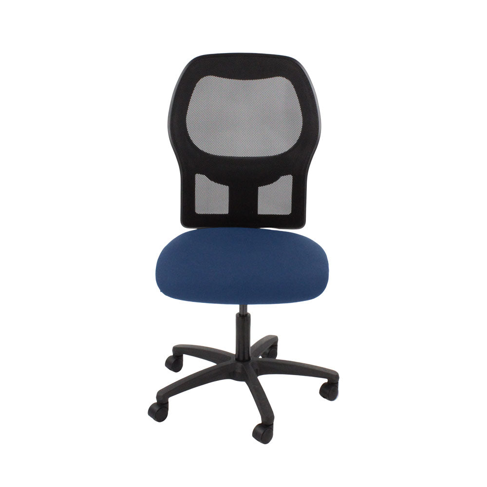 <tc>Ahrend</tc>: Chaise de travail de type 160 en tissu bleu sans accoudoirs - Reconditionnée