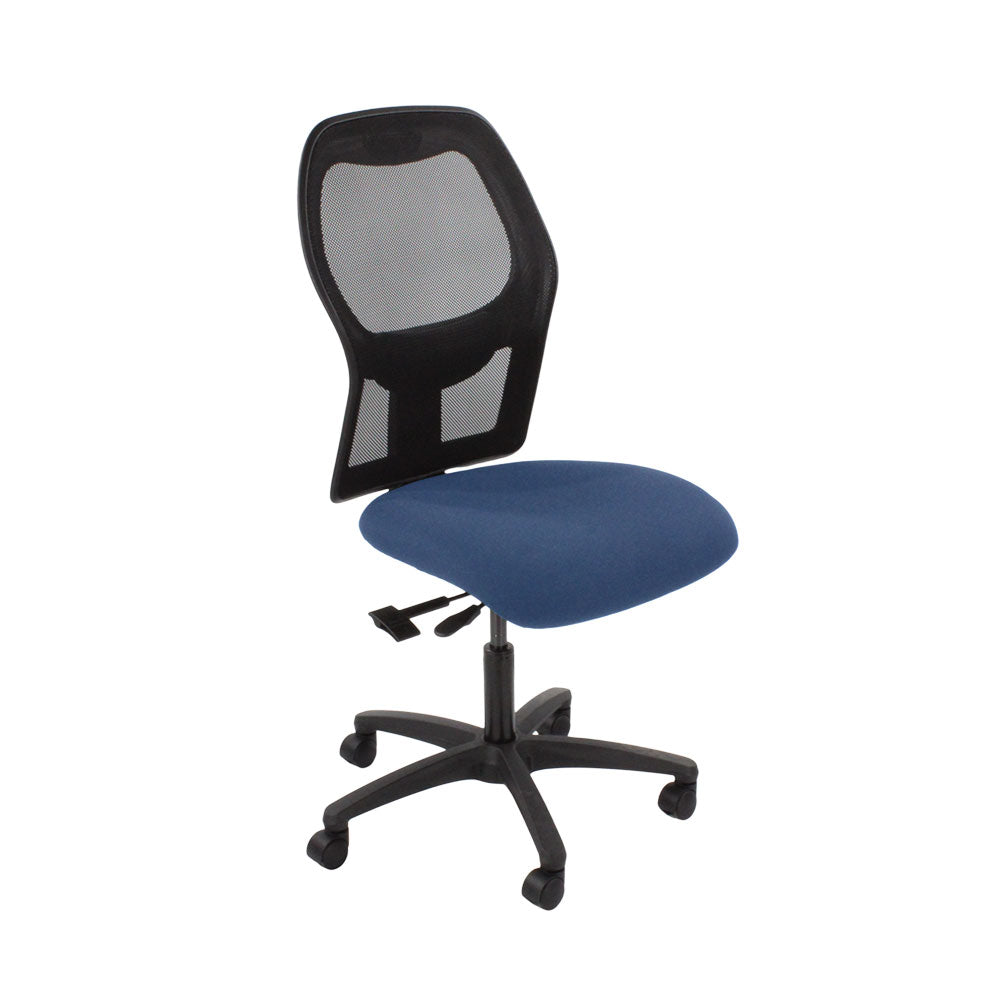 <tc>Ahrend</tc>: Chaise de travail de type 160 en tissu bleu sans accoudoirs - Reconditionnée