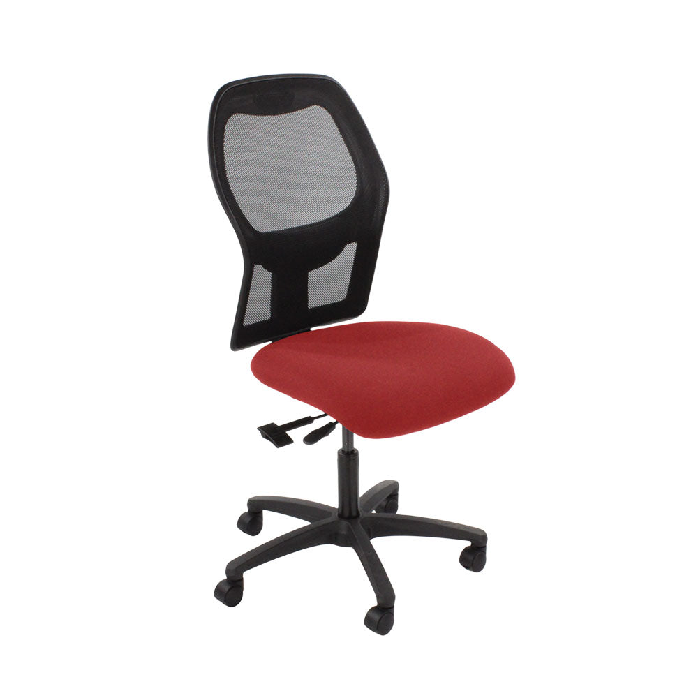 <tc>Ahrend</tc>: Chaise de travail de type 160 en tissu rouge sans accoudoirs - Reconditionnée