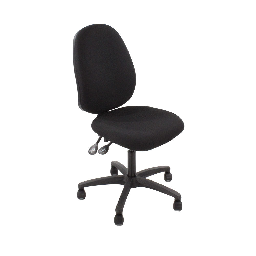 Saxe : <tc>Scoop</tc> Chaise haute d'opérateur en tissu noir sans accoudoirs - Reconditionnée