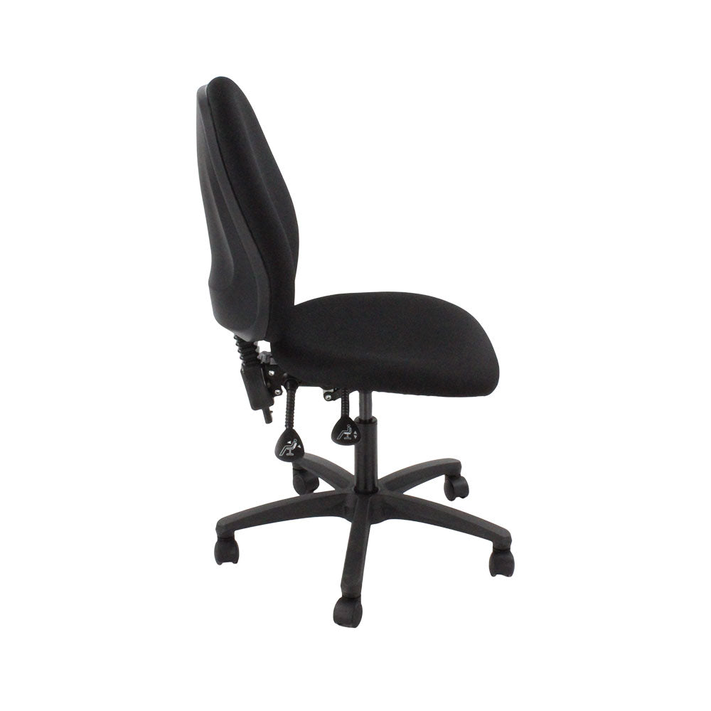 Saxe : <tc>Scoop</tc> Chaise haute d'opérateur en tissu noir sans accoudoirs - Reconditionnée