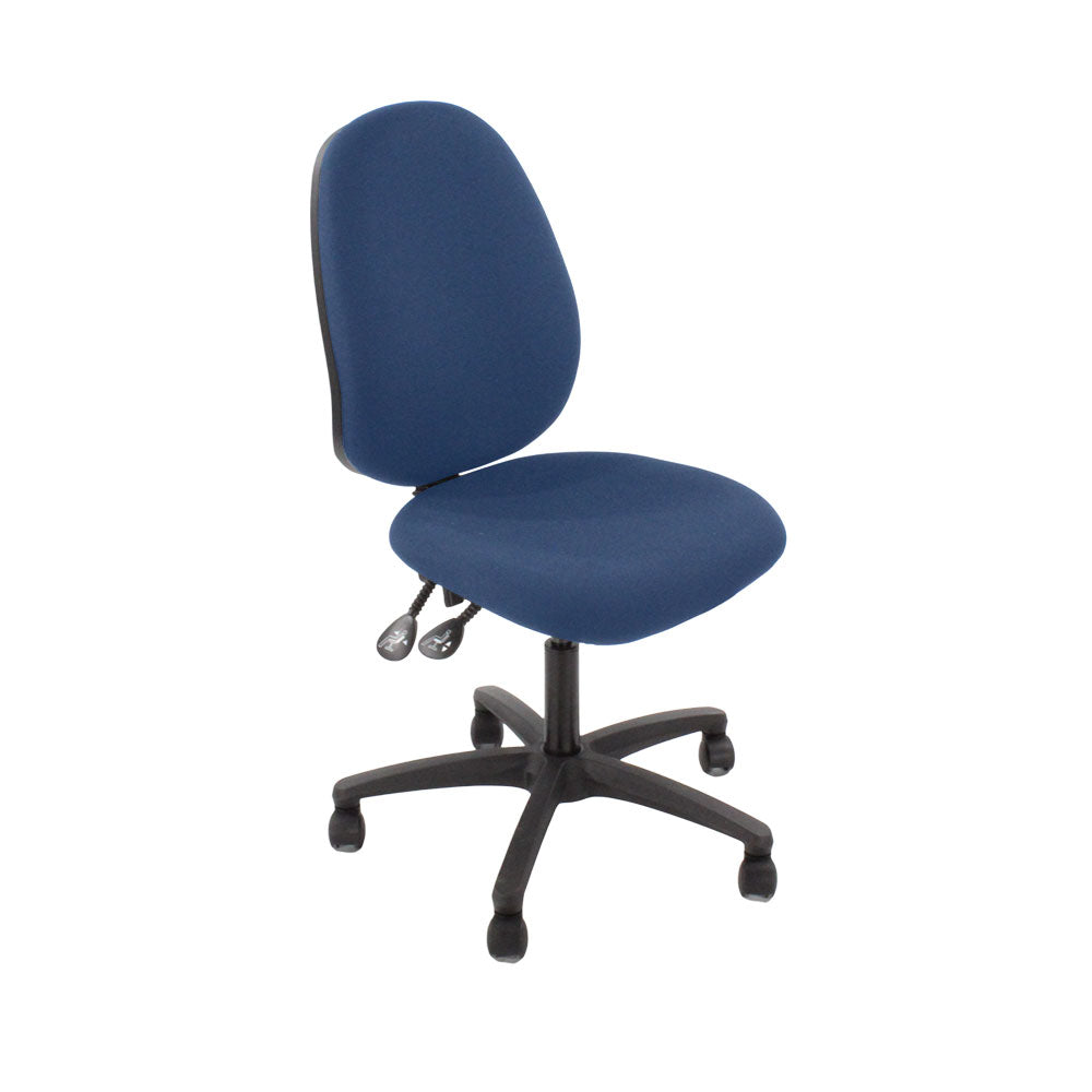 Saxe : <tc>Scoop</tc> Chaise haute d'opérateur en tissu bleu sans accoudoirs - Reconditionnée