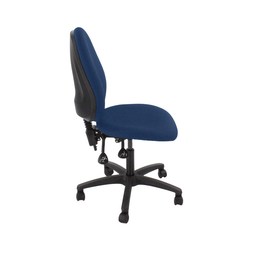Saxe : <tc>Scoop</tc> Chaise haute d'opérateur en tissu bleu sans accoudoirs - Reconditionnée