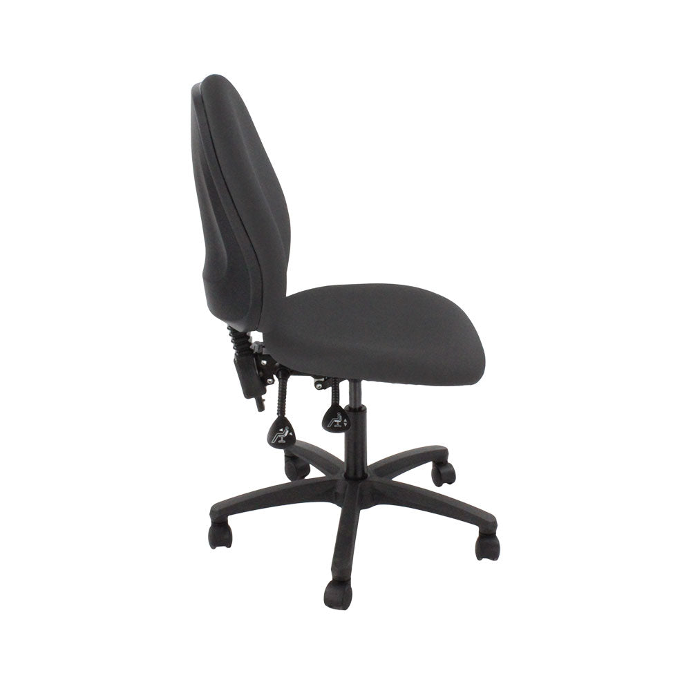 Saxe : <tc>Scoop</tc> Chaise haute d'opérateur en tissu gris sans accoudoirs - Reconditionnée
