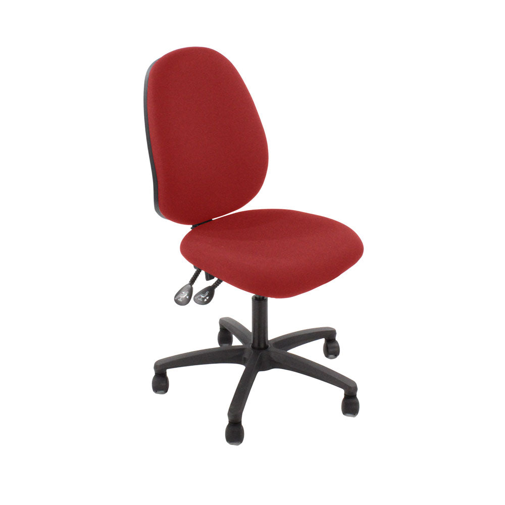 Saxe : <tc>Scoop</tc> Chaise haute d'opérateur en tissu rouge sans accoudoirs - Reconditionnée