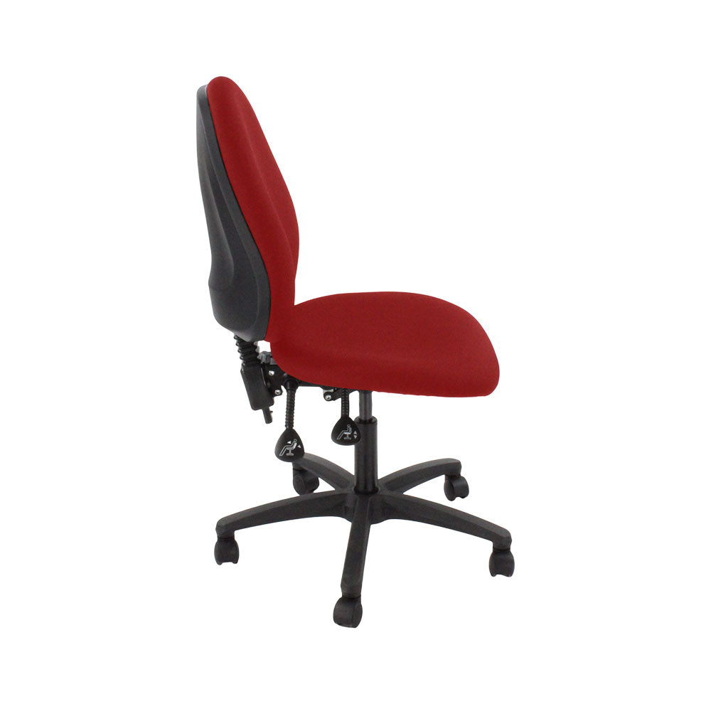 Saxe : <tc>Scoop</tc> Chaise haute d'opérateur en tissu rouge sans accoudoirs - Reconditionnée