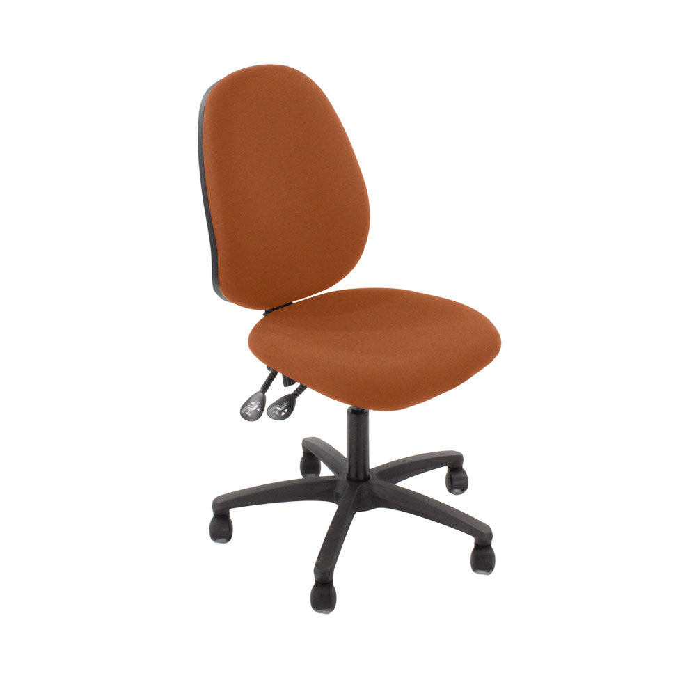 Saxe : <tc>Scoop</tc> Chaise d'opérateur haute en cuir beige sans accoudoirs - Reconditionnée