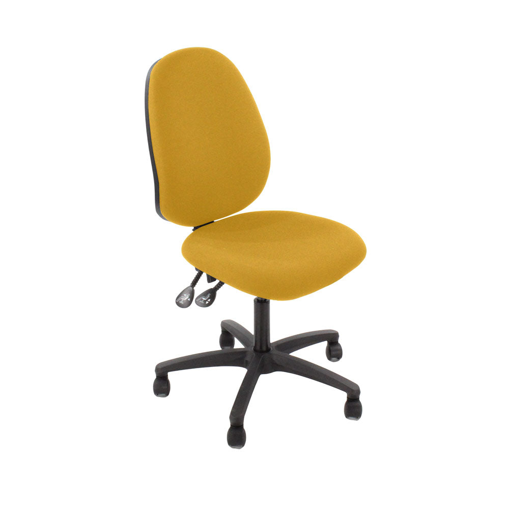 Saxe : <tc>Scoop</tc> Chaise haute d'opérateur en tissu jaune sans accoudoirs - Reconditionnée