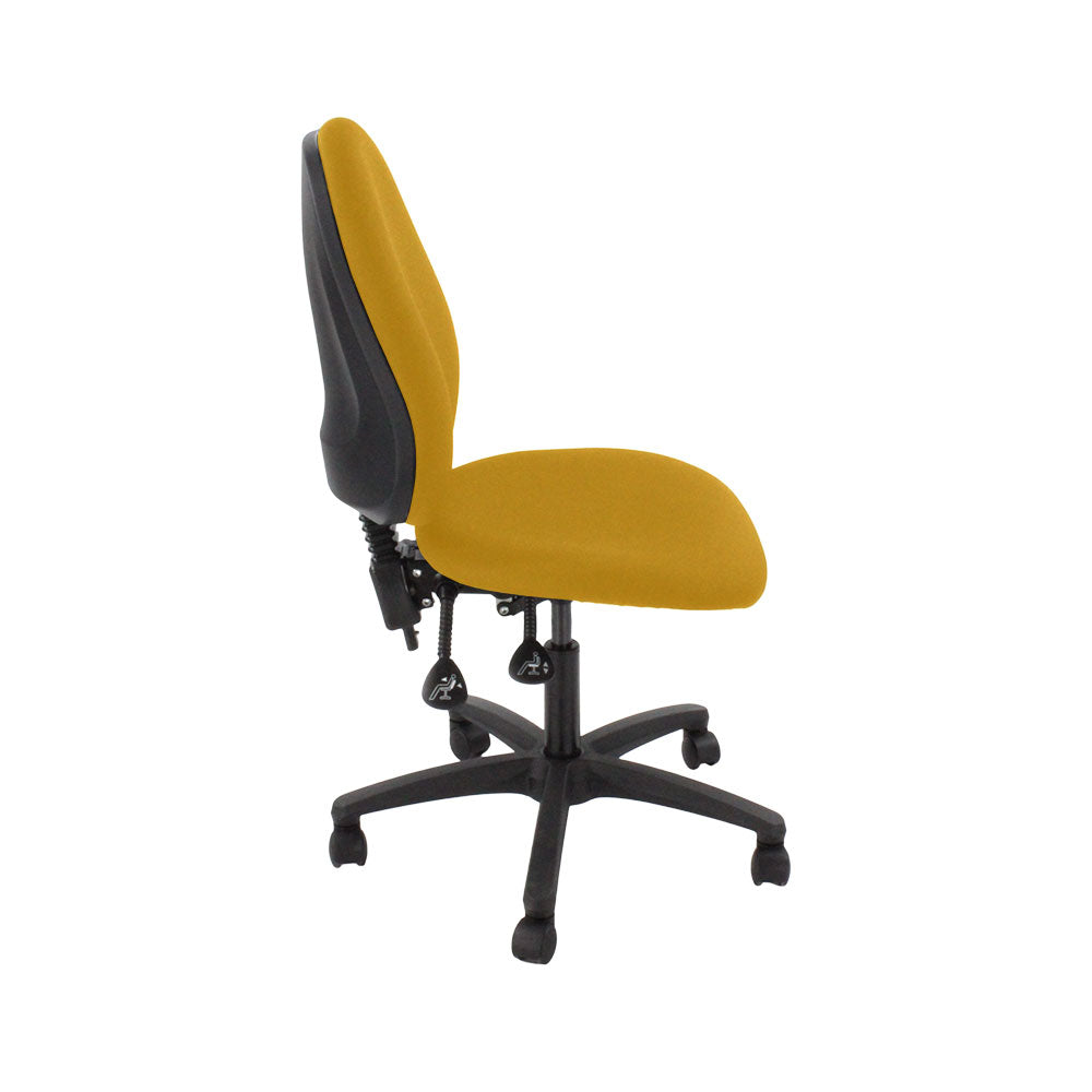 Saxe : <tc>Scoop</tc> Chaise haute d'opérateur en tissu jaune sans accoudoirs - Reconditionnée