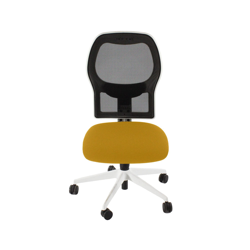 Ahrend: 160 Type Task Chair in Yellow Fabric/White Frame Without Arms - Refurbished
