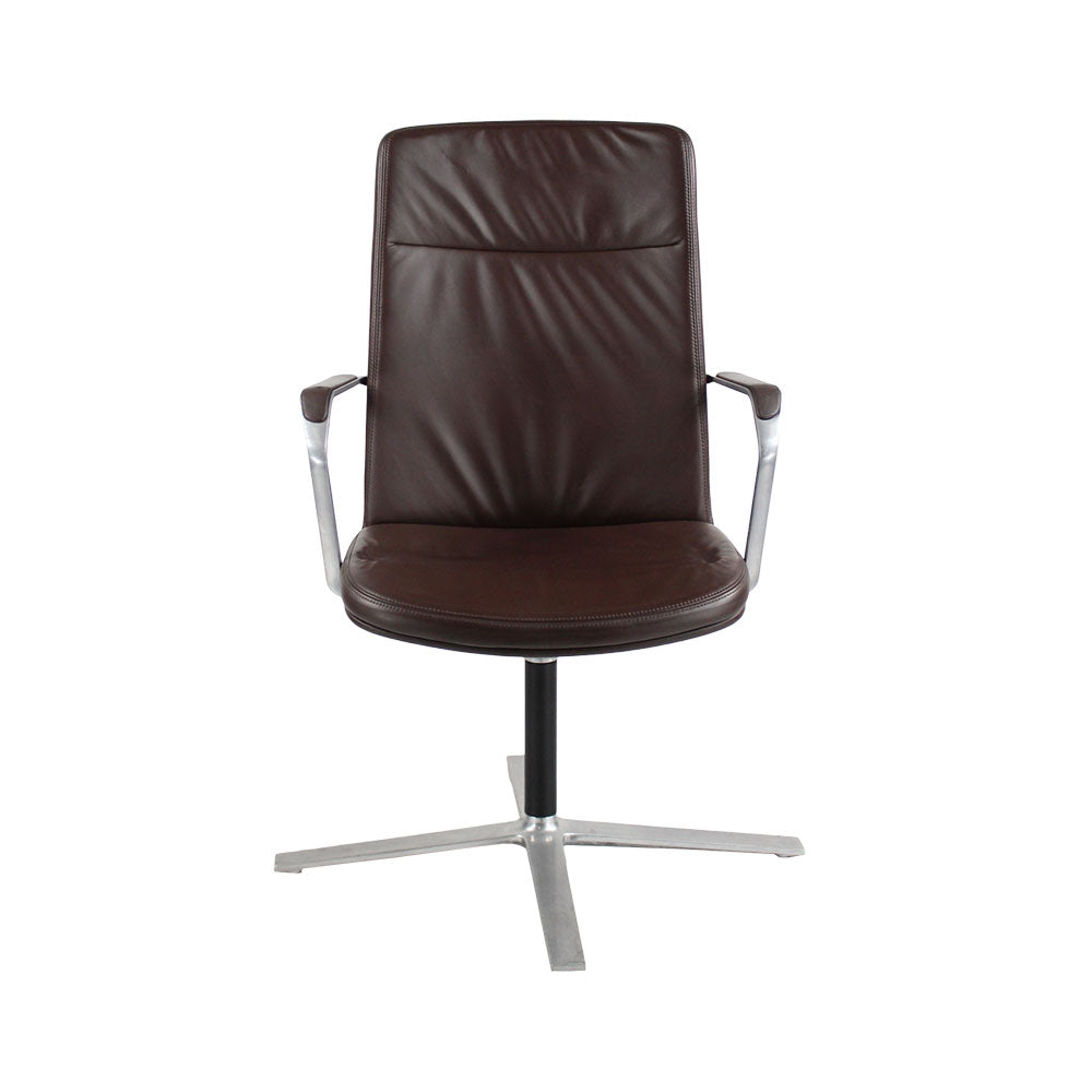Orangebox: Calder Meeting Chair Base 4 étoiles en cuir marron - rénové