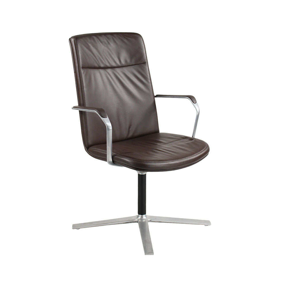Orangebox: Calder Meeting Chair Base 4 étoiles en cuir marron - rénové
