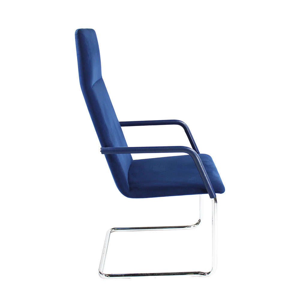 <tc>Brunner</tc>: Chaise de réunion à dossier haut Finasoft en tissu bleu - Reconditionnée
