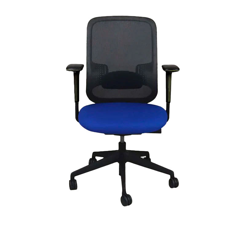 Orangebox: DO - Chaise de tâche en tissu bleu - rénové