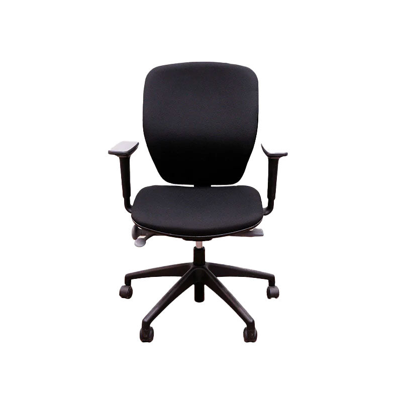 Orangebox: chaise de tâche Joy-02 en tissu noir - rénové