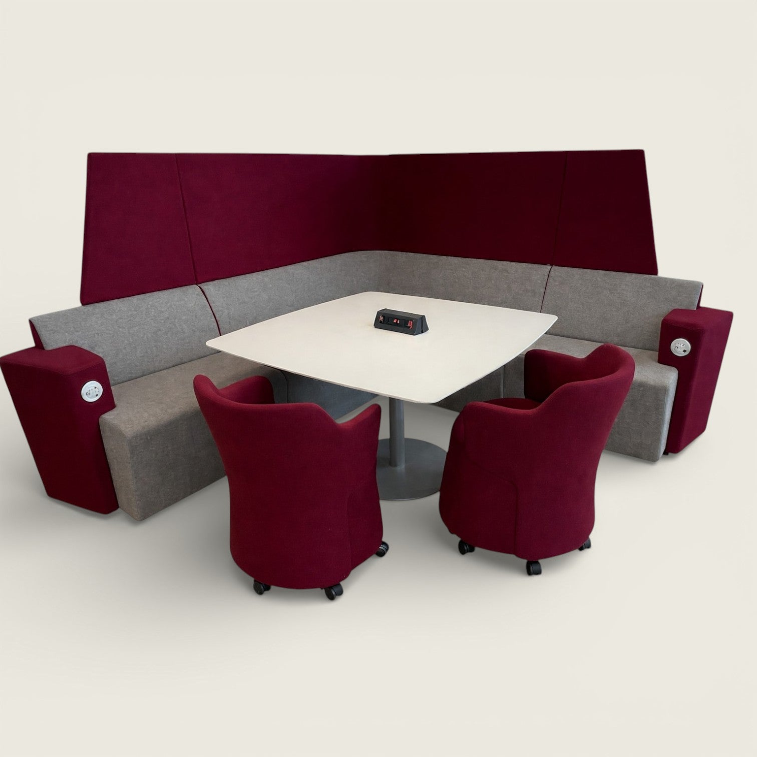 Orangebox: Burgundy and Grey AFTD High-Back Booth - Refurbished