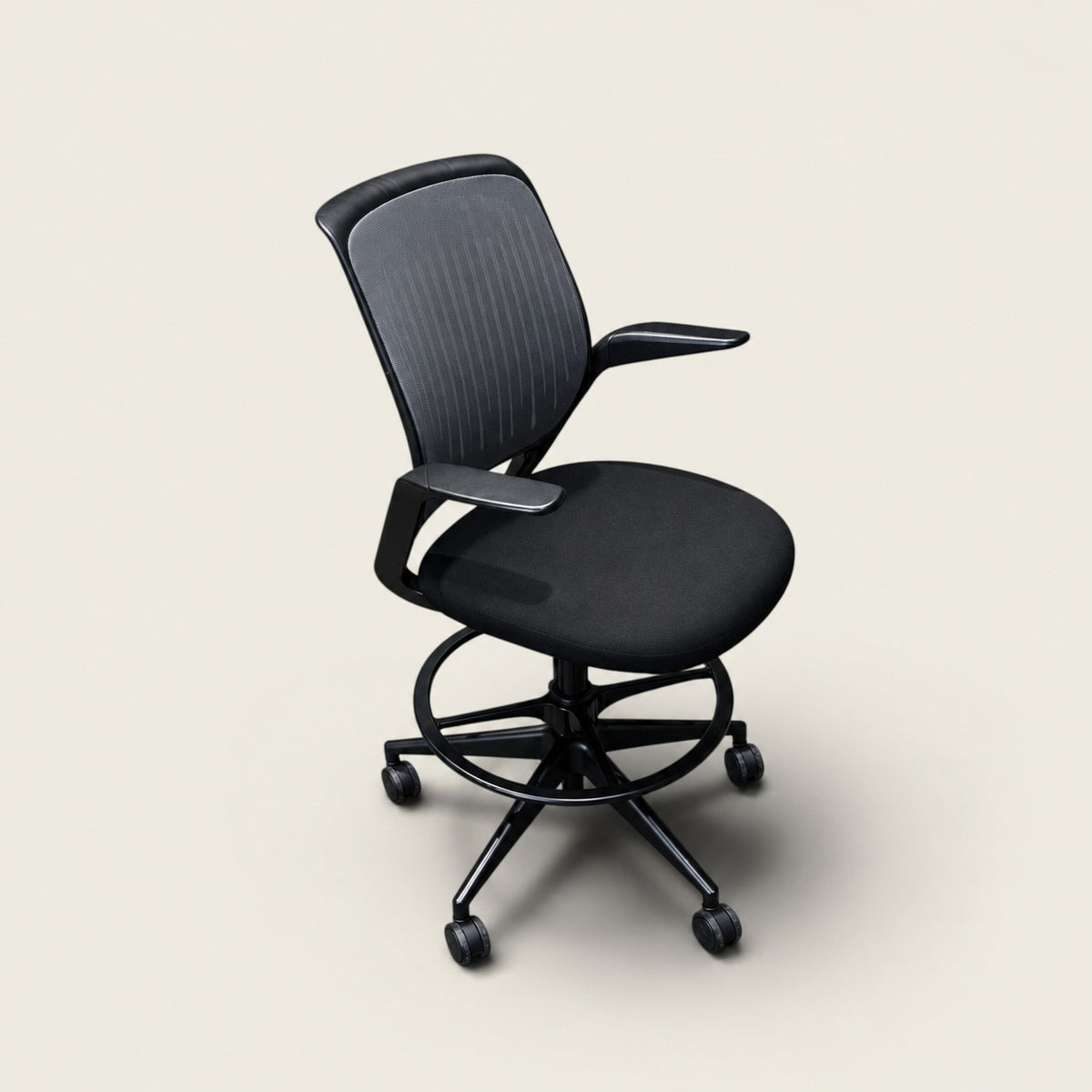 Steelcase: Cobi Draughtsman Chair in Black Fabric with a Grey Mesh Back- Refurbished