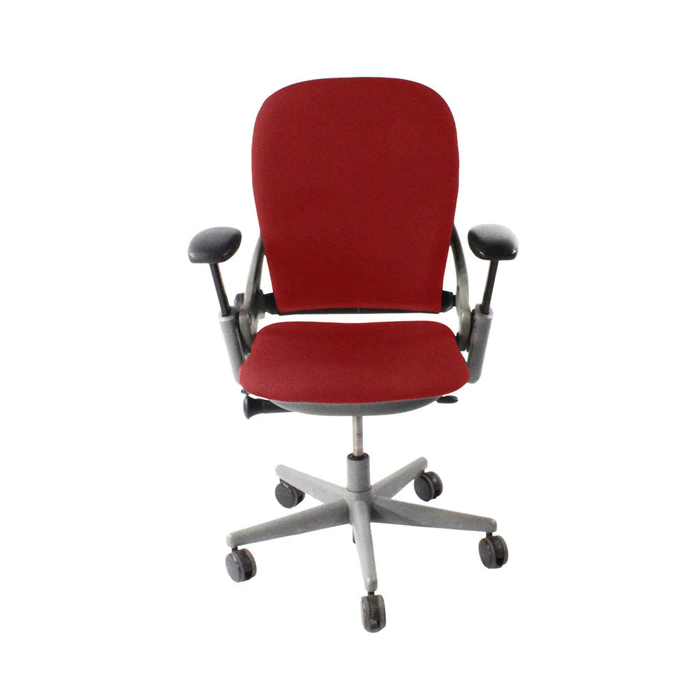 <tc>Steelcase</tc>: <tc>Leap V1</tc> Chaise de bureau - Structure grise/tissu rouge - Reconditionnée