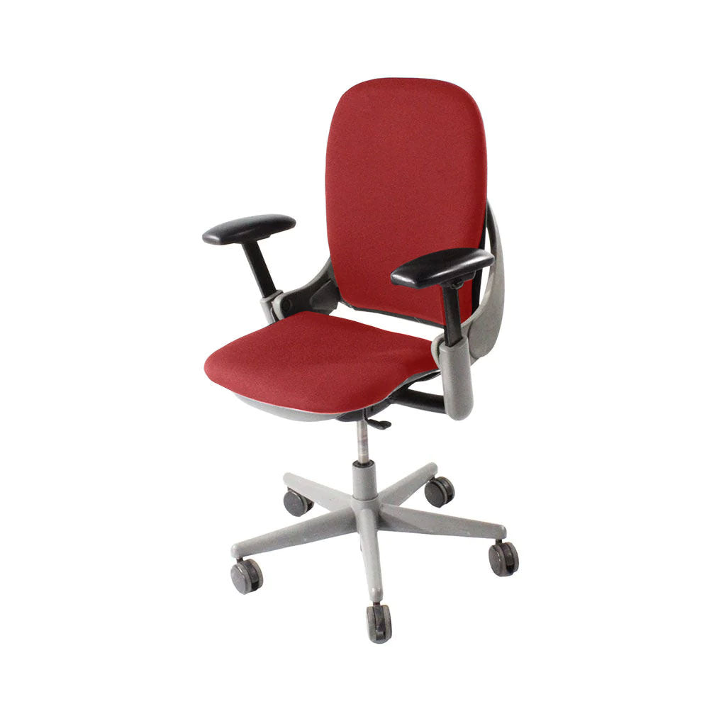 <tc>Steelcase</tc>: <tc>Leap V1</tc> Chaise de bureau - Structure grise/tissu rouge - Reconditionnée