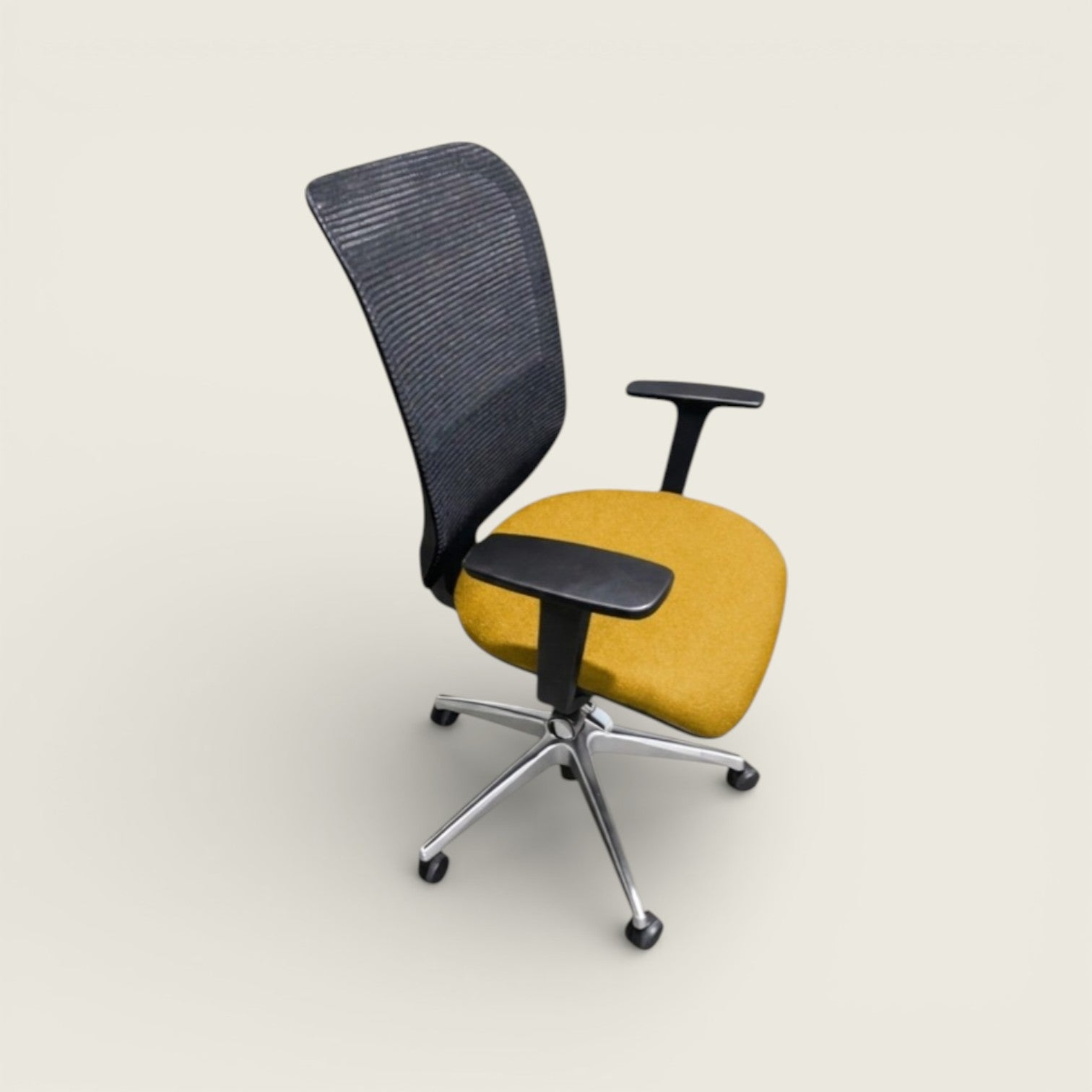 Chaise Saxen Don't Task en tissu jaune - Remis à neuf