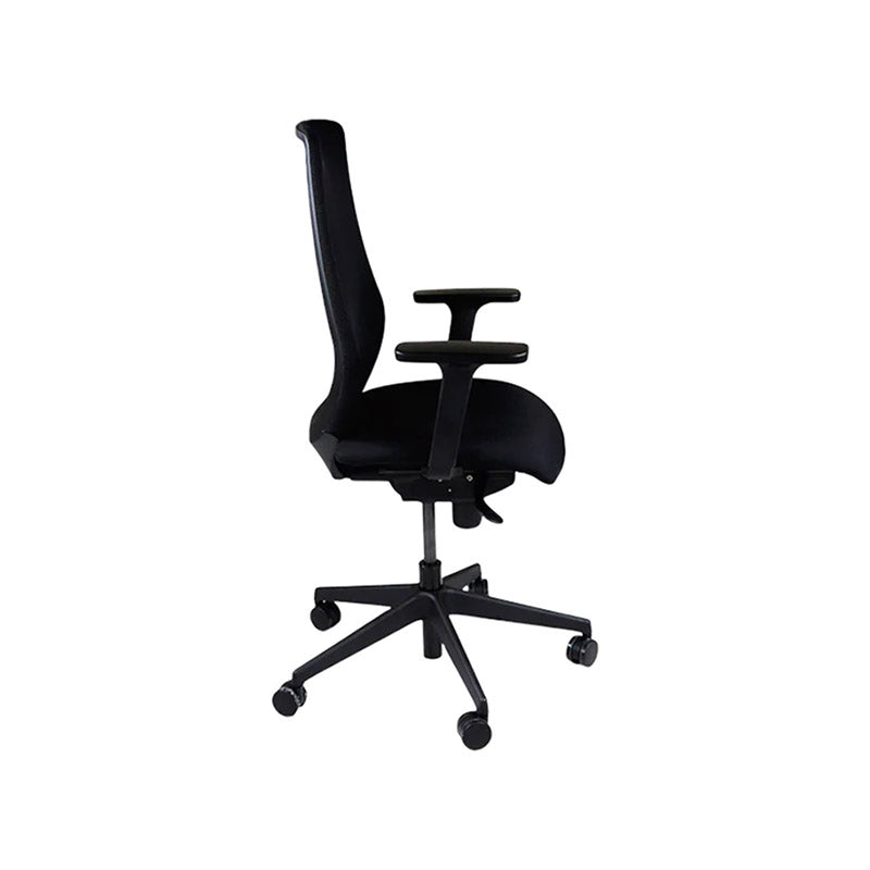Saxe : <tc>Scudo</tc> Chaise de travail avec assise en tissu noir sans appui-tête - Reconditionnée