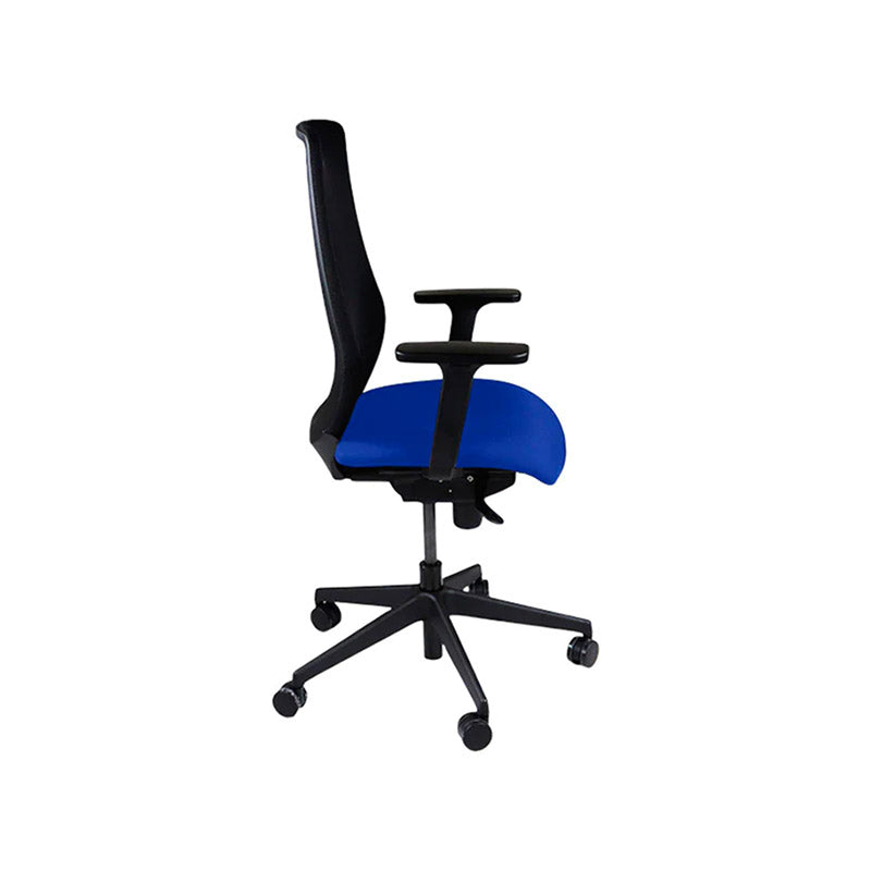 <tc>The Office Crowd</tc>: <tc>Scudo</tc> Chaise de travail avec assise en tissu bleu sans appui-tête - Reconditionnée