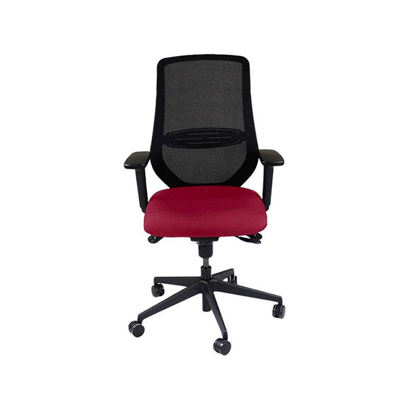 Saxe : <tc>Scudo</tc> Chaise de bureau avec assise en cuir bordeaux sans appui-tête - Reconditionnée